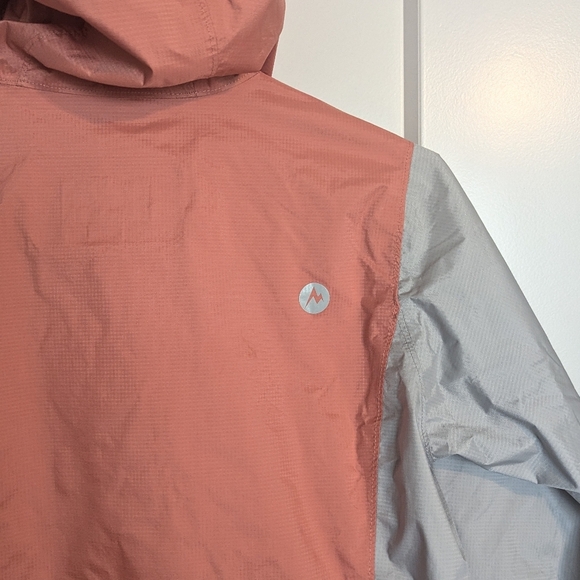 Marmot Preclip Eco Raincoat Rain Jacket - Coral and Grey sz Girls' L - Picture 8 of 8
